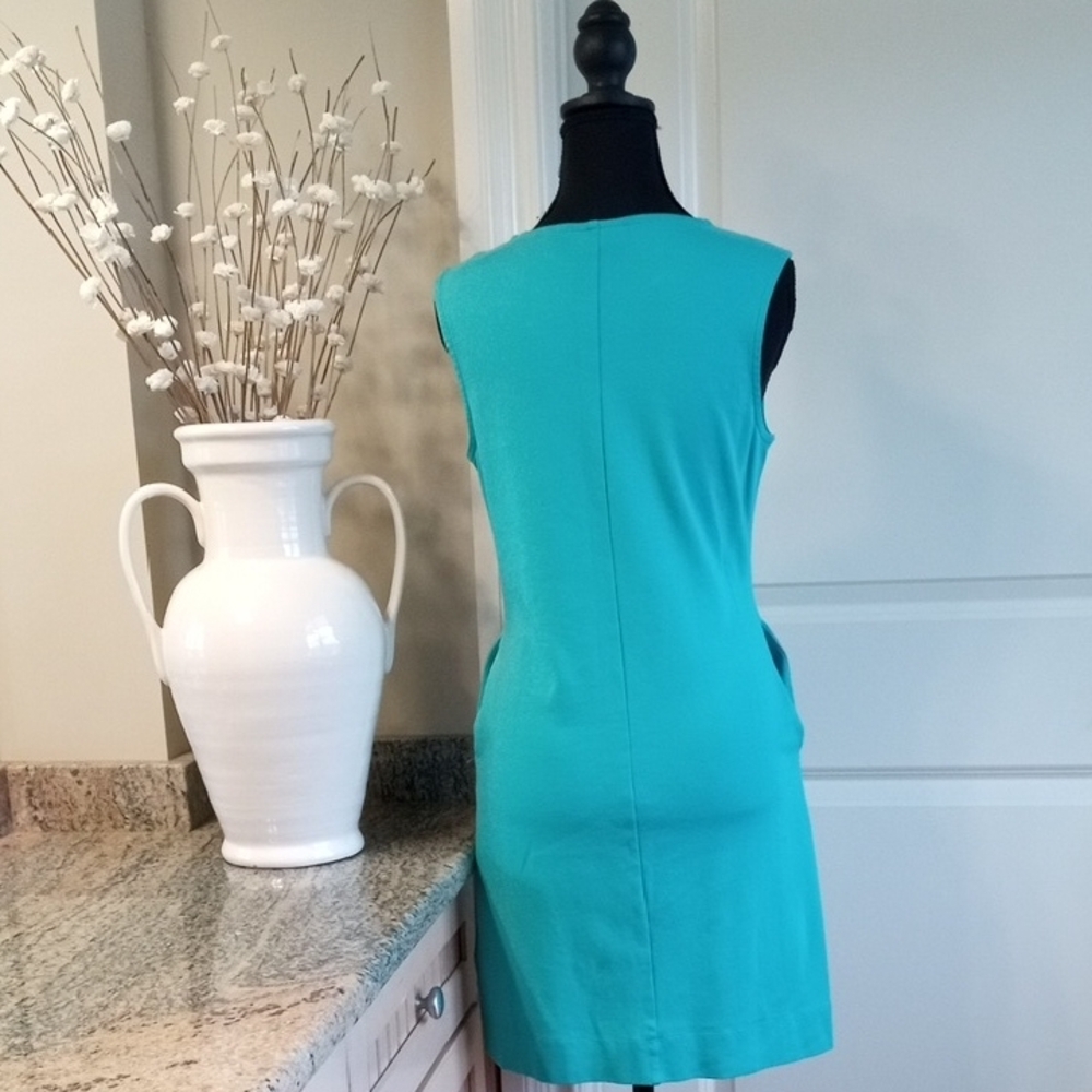New York & Company Turquoise Sleeveless Mini Dress. Size Small - Picture 5 of 9